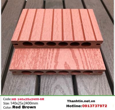 Sàn gỗ ngoài trời TPW 140x25-6R Red Brown
