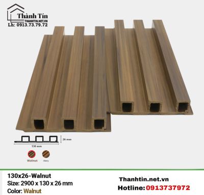 Gỗ Nhựa Ốp Tường,Trần W130x26-Walnut