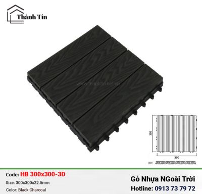 Vỉ gỗ nhựa HBW HB300x300_Black-Charcoal