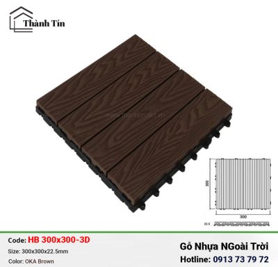 Vỉ gỗ nhựa HBW HB300x300_OKA-Brown