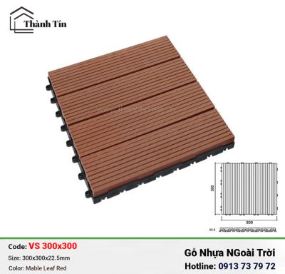 Vỉ gỗ nhựa HBW VS300x300_Mable Leaf Red