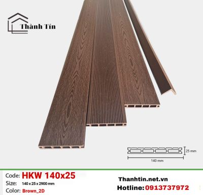Sàn gỗ nhựa ngoài trời HKW140x25-Brown_2D