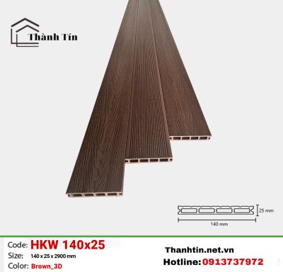 Sàn gỗ nhựa ngoài trời HKW140x25-Brown_3D