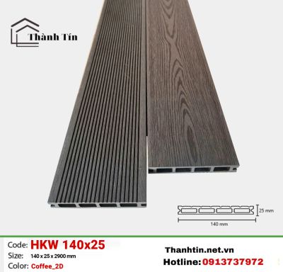 Sàn gỗ nhựa ngoài trời HKW140x25-Coffee_2D
