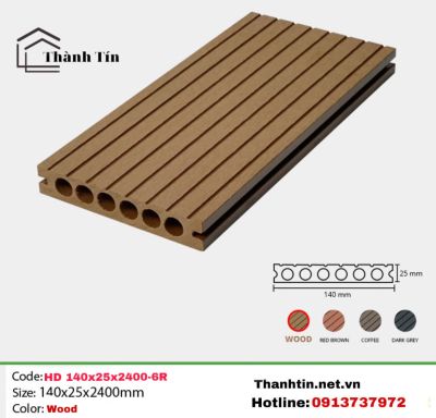 Sàn gỗ nhựa ngoài trời TPW 140x25-6R Wood