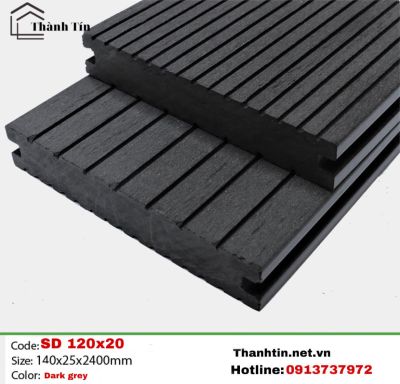 Sàn gỗ nhựa ngoài trời TPW SD120x20 Dark Grey