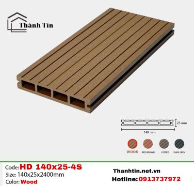 Sàn gỗ nhựa ngoài trời TPW HD 140x25-4S Wood